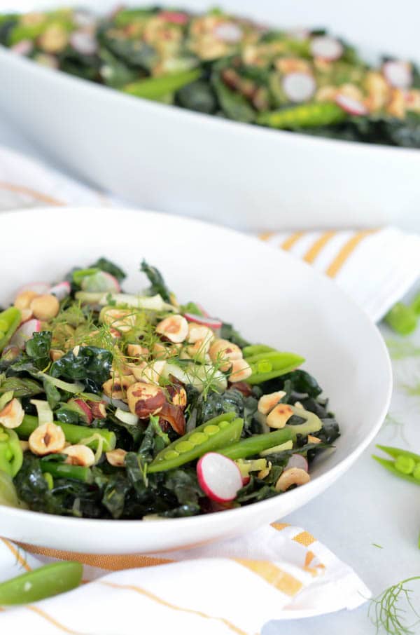 Spring Kale Salad with Honey-Tahini Dressing | CaliGirl Cooking