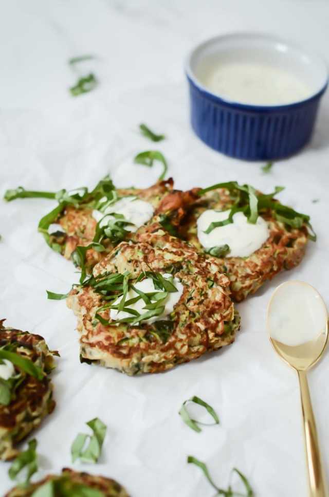 These Crab Zucchini Stuffing Cakes with Lemon Basil Aioli are a fun take on the classic crab cake appetizer, and they're loaded with vegetables!