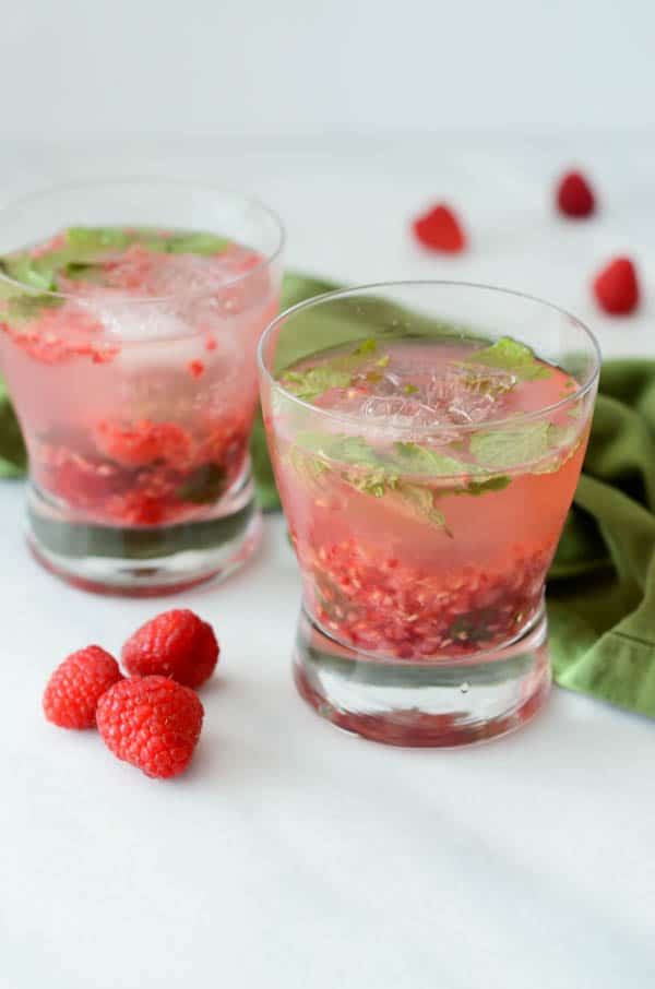 Raspberry Mint Gin Smash | 21 Valentine's Day Cocktails and Mocktails on CaliGirlCooking.com