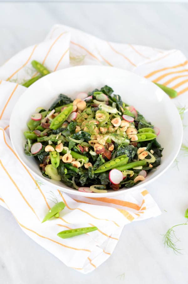Spring Kale Salad with Honey-Tahini Dressing | CaliGirl Cooking