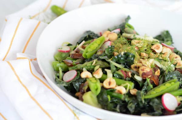 Spring Kale Salad with Honey-Tahini Dressing | CaliGirl Cooking