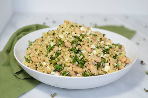 Herbed Grain Salad with Broccoli Rabe and White Beans | CaliGirl Cooking
