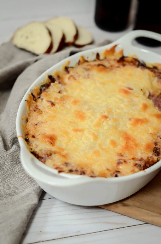 This irresistible Reuben dip is the perfect party snack. It's easy to make and everyone will love it!