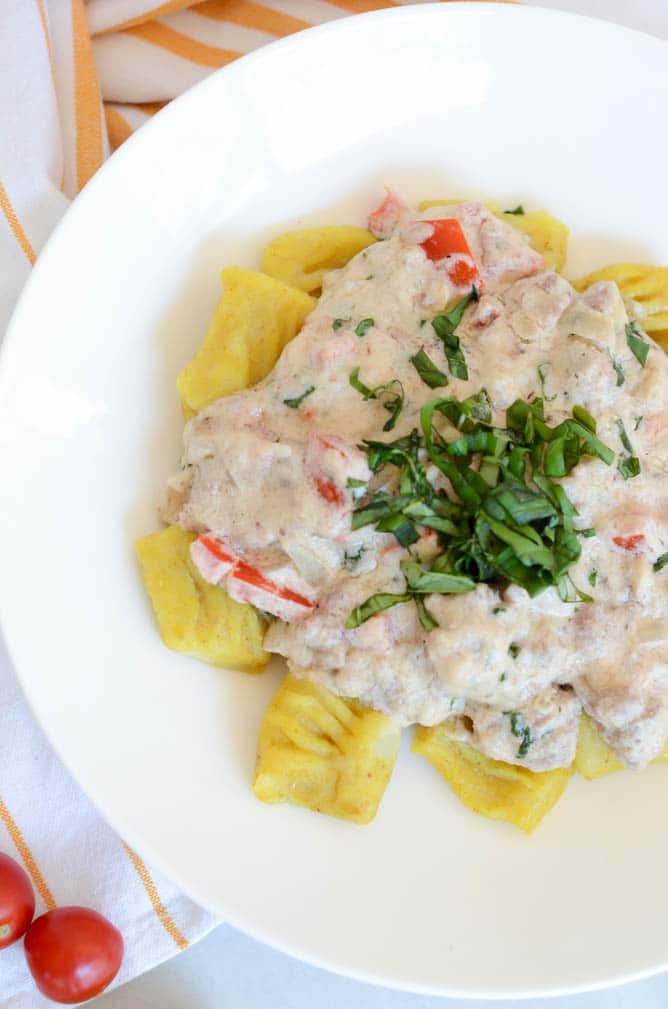 Curry Gnocchi with White Lamb Bolognese | CaliGirlCooking.com