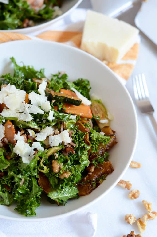 Fall Kale Salad with Easy Balsamic Vinaigrette | CaliGirlCooking.com