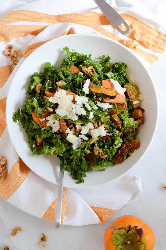 Fall Kale Salad with Easy Balsamic Vinaigrette | CaliGirlCooking.com