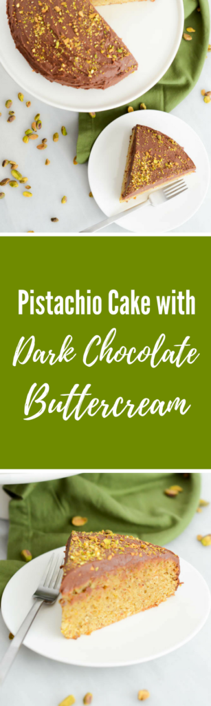 Pistachio Cake with Dark Chocolate Buttercream | CaliGirlCooking.com