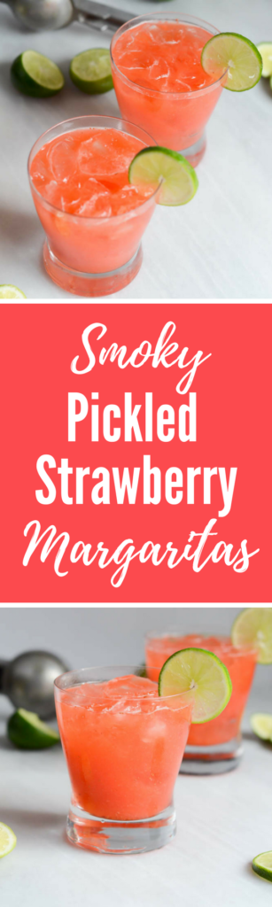 Smoky Pickled Strawberry Margaritas | CaliGirlCooking.com