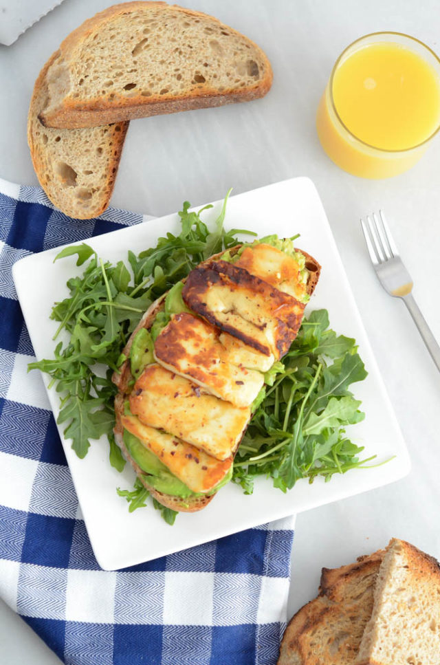 Avocado Toast with Grilled Halloumi and Honey | CaliGirlCooking.com