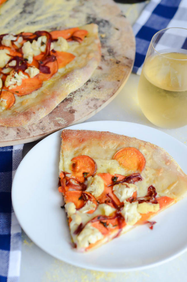 Carrot, Sweet Potato and Cauliflower Pizza with Fontina | CaliGirlCooking.com