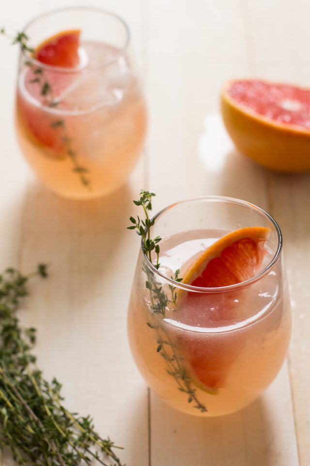 Grapefruit Thyme Elderflower Cocktail | 21 Valentine's Day Cocktails and Mocktails on CaliGirlCooking.com
