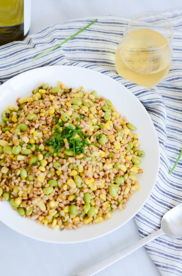 Fresh Corn, Leek and Edamame Grain Salad | CaliGirlCooking.com