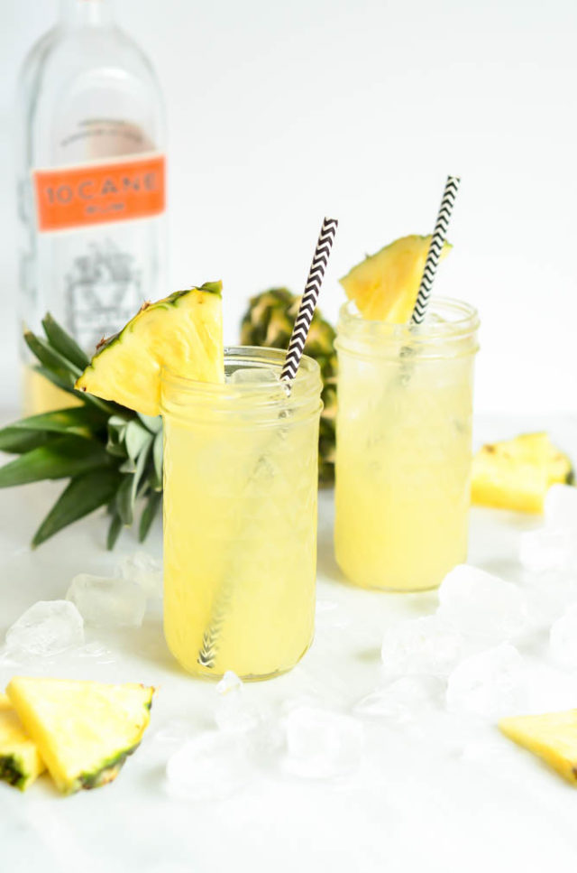 A refreshing Pineapple Orgeat Fizz that can be made with or without alcohol. The perfect drink for summer!