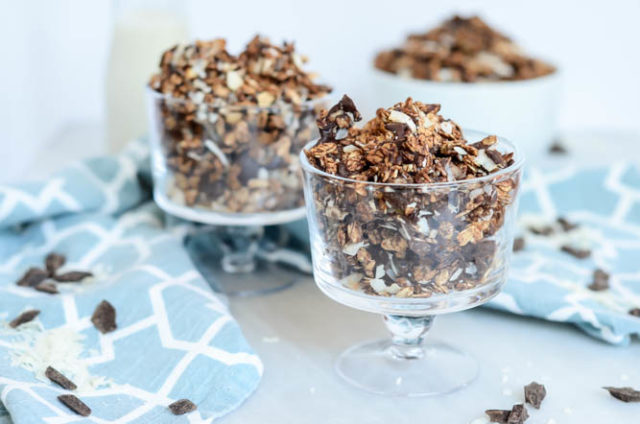 Dark Chocolate Coconut Granola is the perfect on-the-go snack or breakfast.