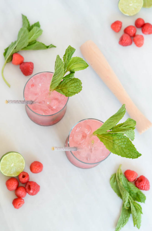 This Fresh Raspberry Mint Limeade has a beautiful neon pink color and tastes incredibly refreshing and delicious.