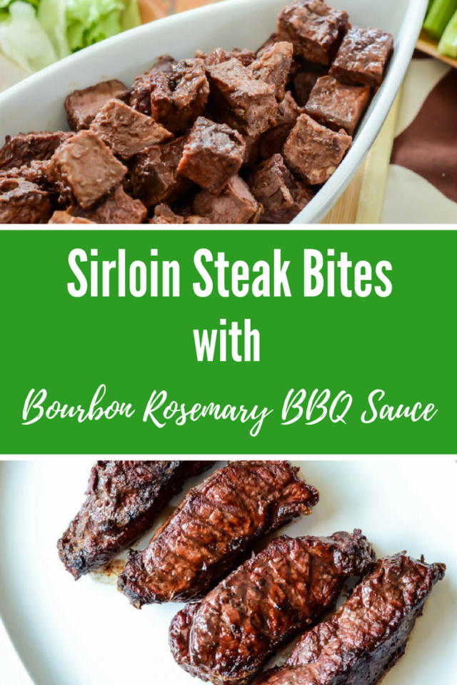 Sirloin Steak Bites with Bourbon Rosemary BBQ Sauce | CaliGirlCooking.com