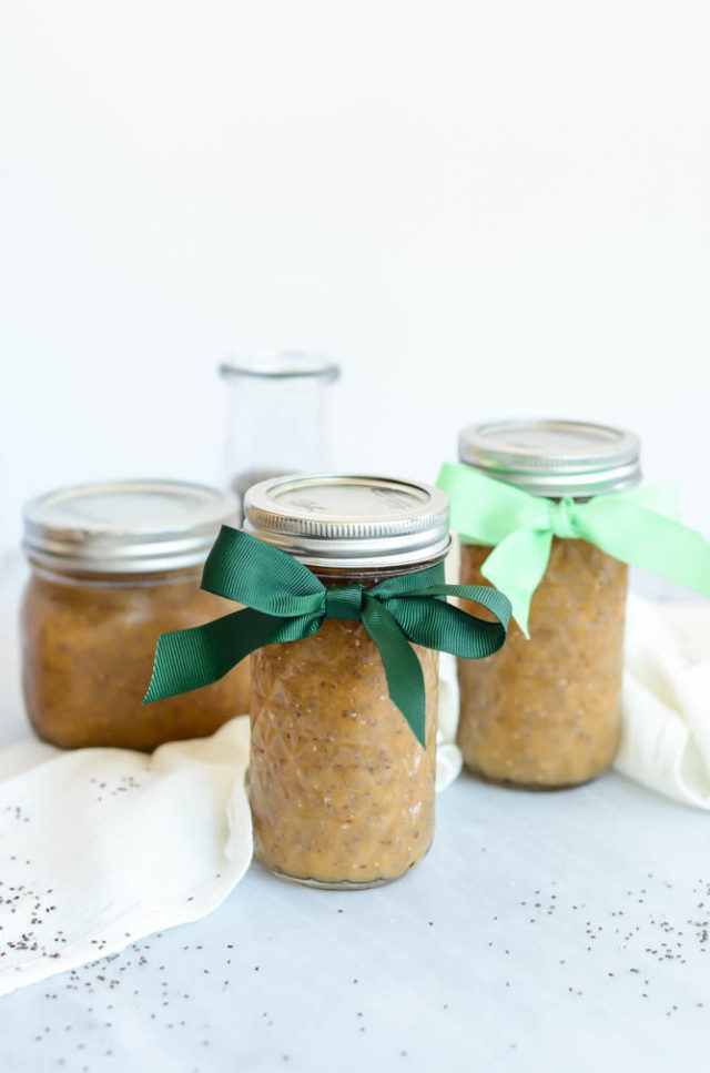 Quick-and-Easy Vanilla Chia Cantaloupe Jam packaged up in cute little Mason jars make the perfect gift!