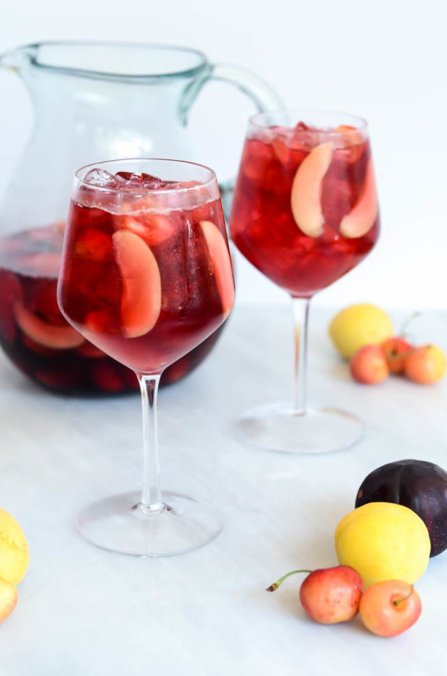 A big pitcher of Virgin Stone Fruit Sangria is all you need for your next summer get-together.