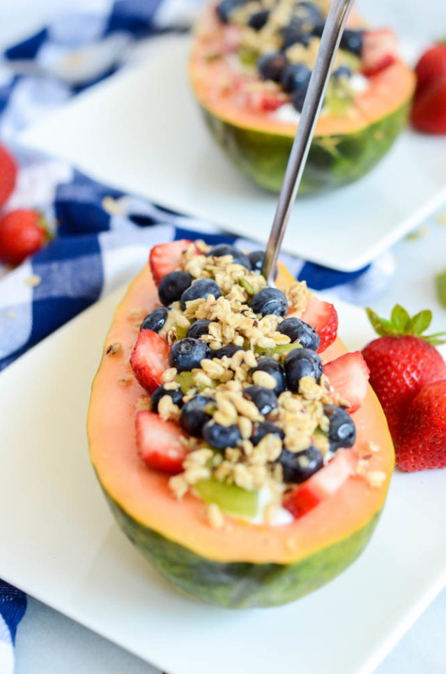 A Back-to-School Papaya Breakfast Boat will keep your kids full and energized well into lunchtime.