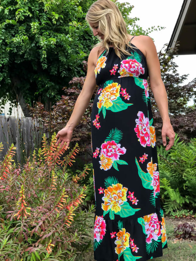 Tropical-inspired maternity maxi dress from Old Navy.