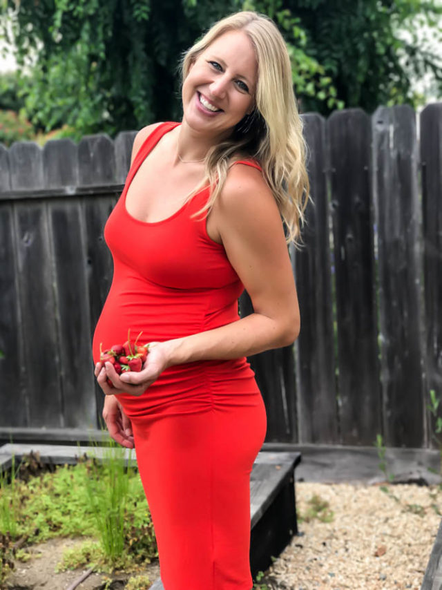 Casual red tank maternity dress from Old Navy.