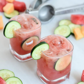 These Mixed Melon Cucumber Coolers are incredibly refreshing and can be made into a cocktail or mocktail!