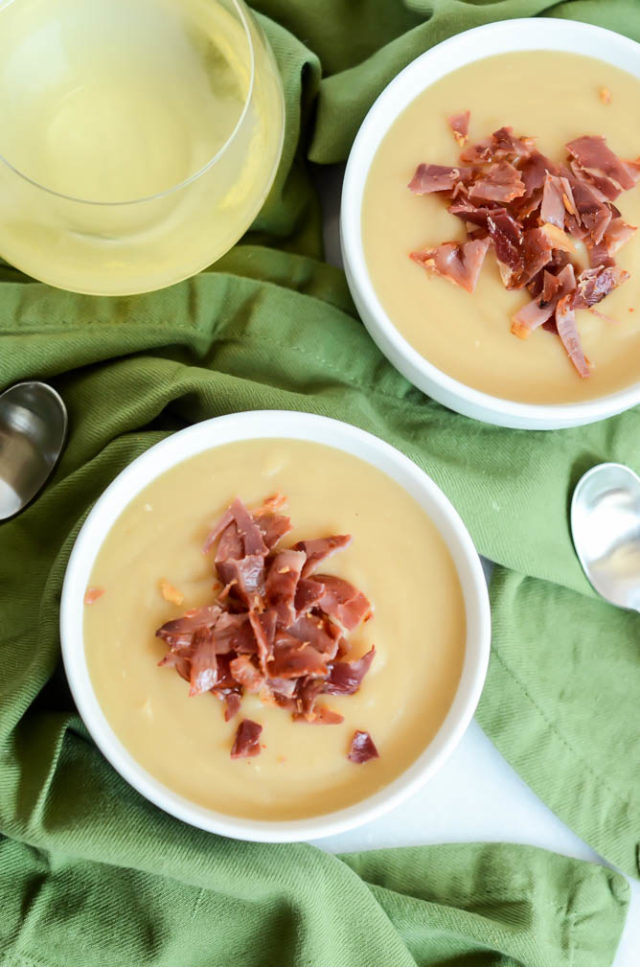 A couple of bowls of Super Easy Caramelized Onion and Potato Soup make the perfect dinner for cooler weather.