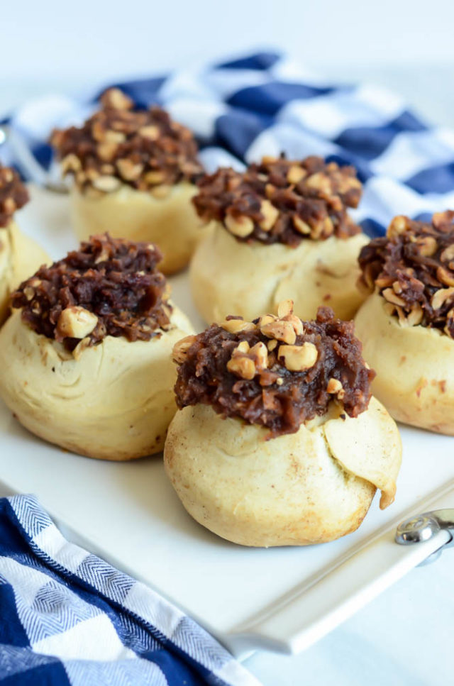 Weekend Hazelnut Sticky Buns with Date Caramel are a unique take on the classic breakfast baked treat.