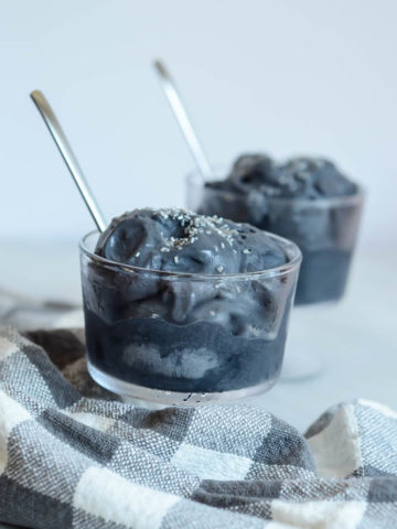 Activated Charcoal Ice Cream looks spooky but tastes like everyone's favorite flavor - vanilla!