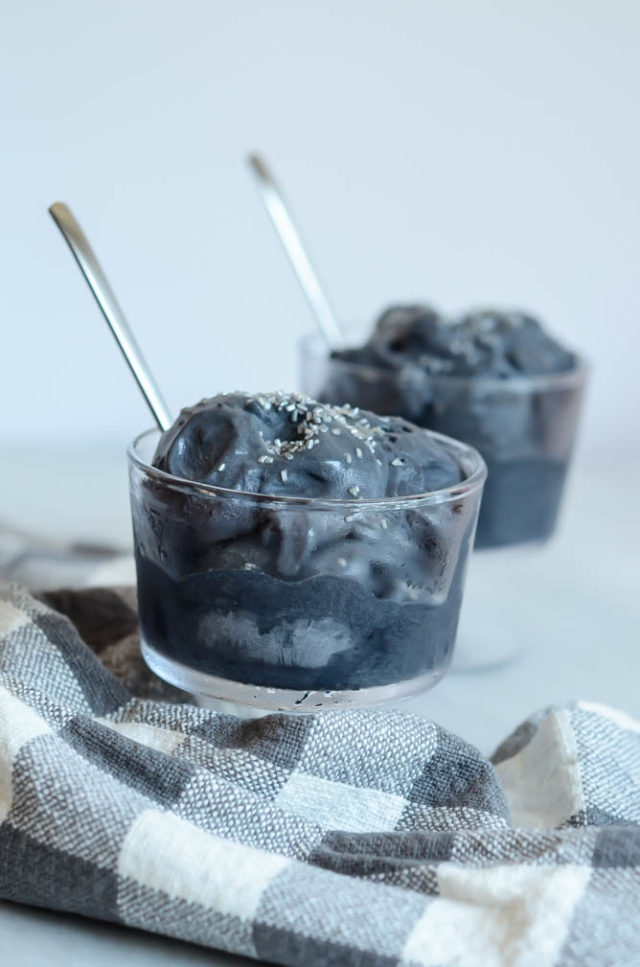 Activated Charcoal Ice Cream looks spooky but tastes like everyone's favorite flavor - vanilla!