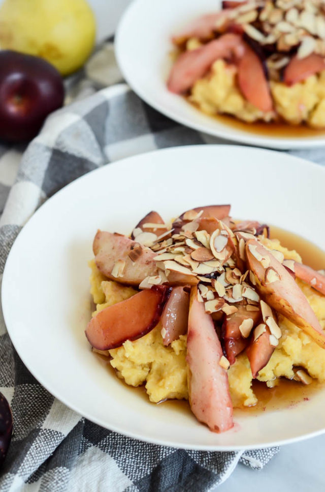 Whip up some Pear and Plum Breakfast Polenta with Maple Syrup the next time you're looking to change up your breakfast routine.