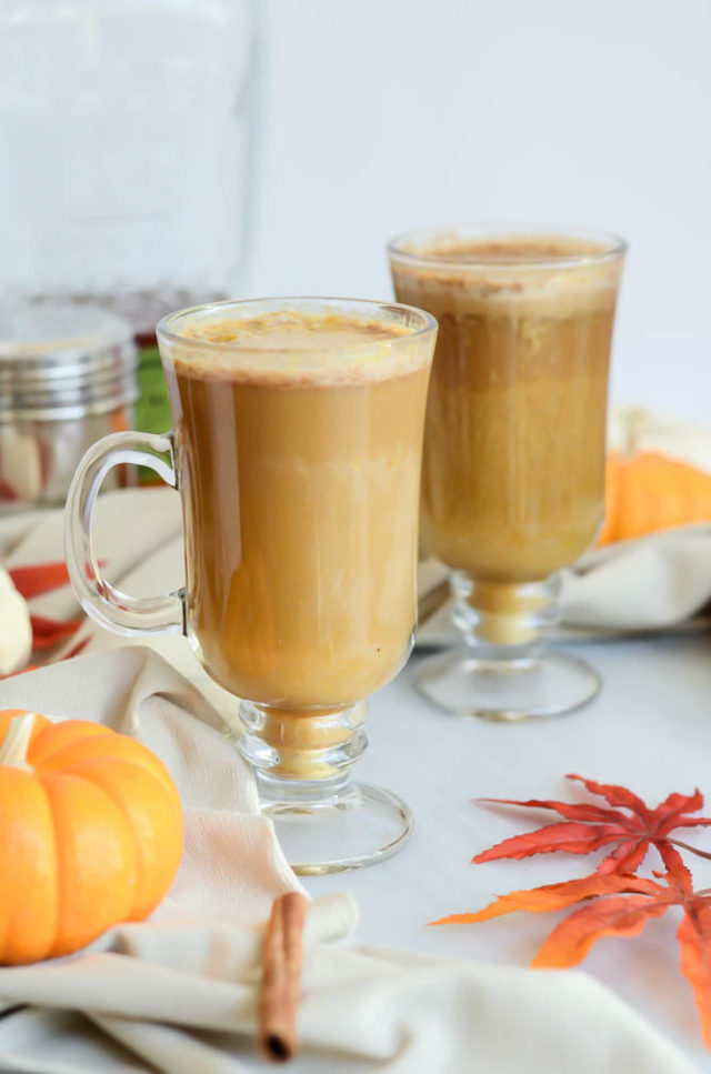 A couple of Bourbon-Spiked Pumpkin Spice Lattes are the perfect treat for the holidays!