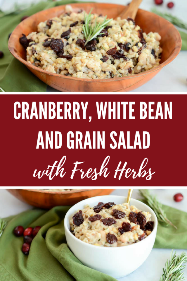 Cranberry, White Bean and Grain Salad with Fresh Herbs | CaliGirlCooking.com