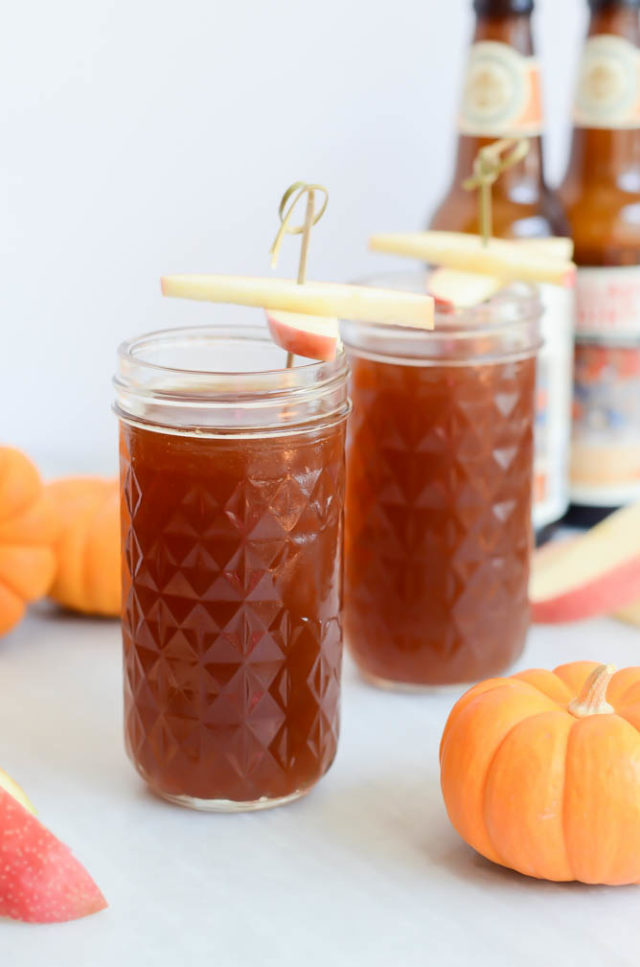 This Two-Ingredient Pumpkin Apple Shandy is the most delicious, easy fall cocktail!