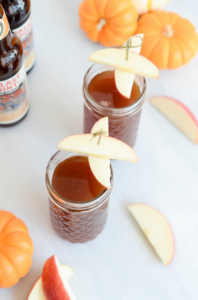This Two-Ingredient Pumpkin Apple Shandy is the perfect low-alcohol cocktail to serve over the holidays.