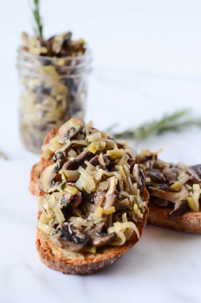 This Mixed Mushroom and Leek Bruschetta is perfect for everything from an elegant dinner party to a casual beach picnic.