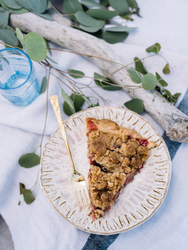 A perfect piece of Strawberry Rhubarb Pie with Amaretto Crust is just what you need to cap off a summer meal.