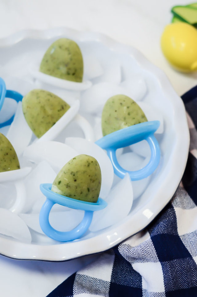 A tray full of vegetable-filled popsicles, a perfect way to sneak vegetables in with baby-led weaning.