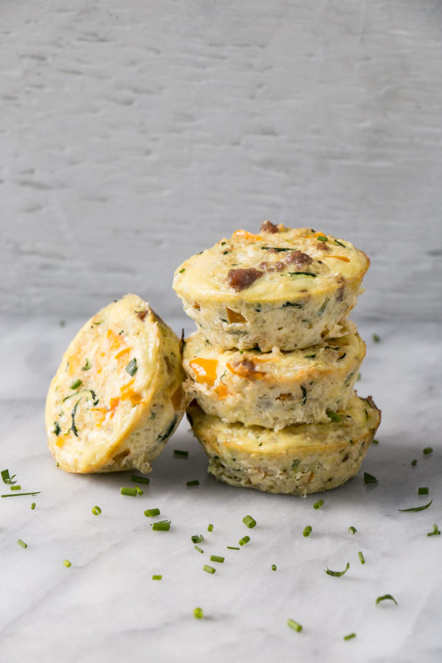 A stack of Quinoa Frittata Muffins - a great baby-friendly finger food!