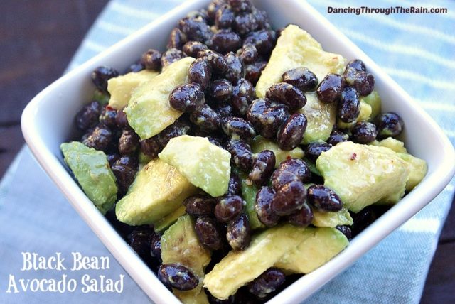 A bowl of Black Bean Salad with Avocado.