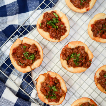 An overhead shot of Not-So-Sloppy Joes laid out on a cooling rack.