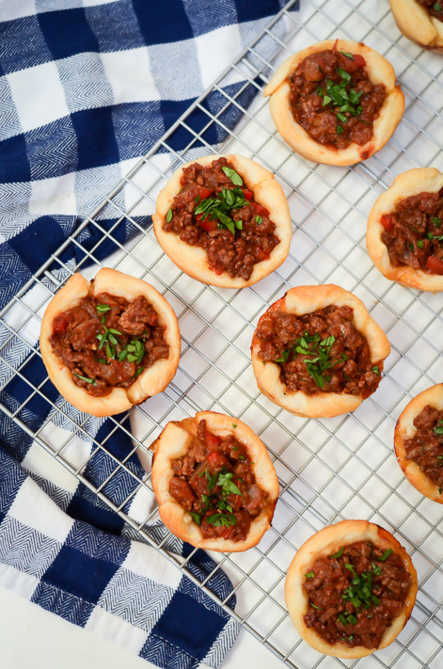 An overhead shot of Not-So-Sloppy Joes laid out on a cooling rack.