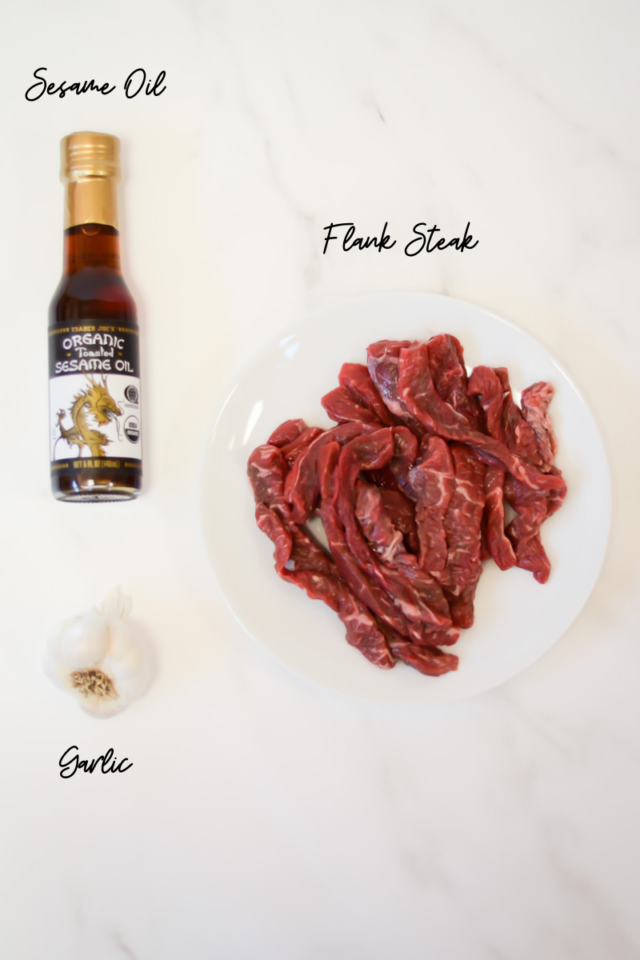 A few ingredients needed to make Easy Beef and Veggie Stir-Fry.