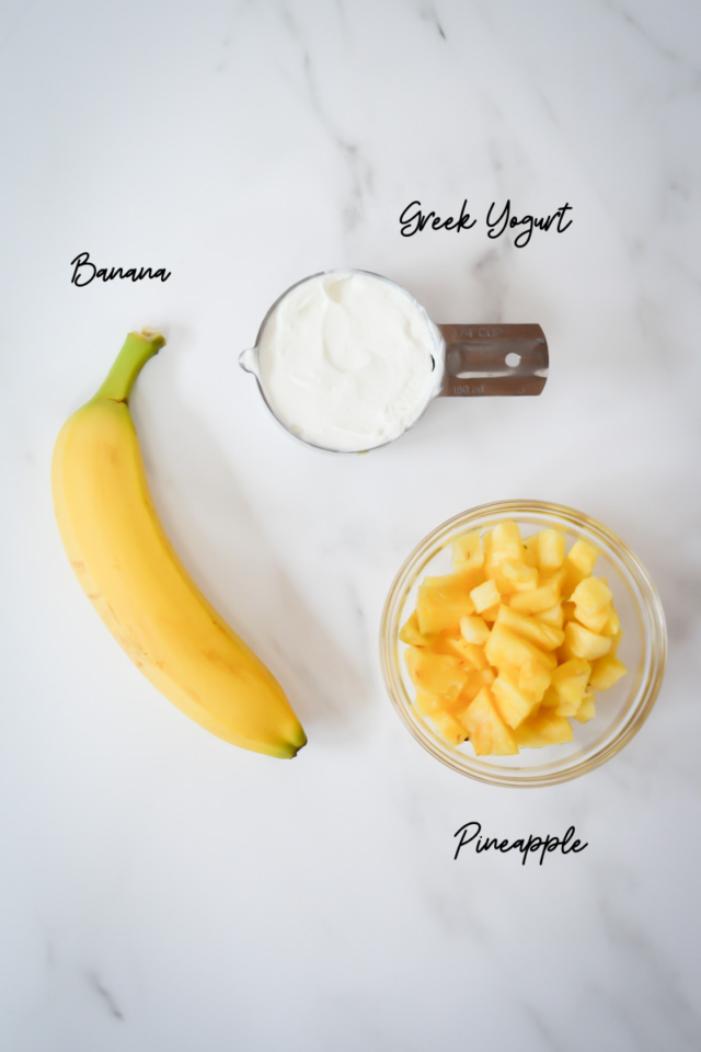 First few ingredients needed for a Breakfast Banana Split.